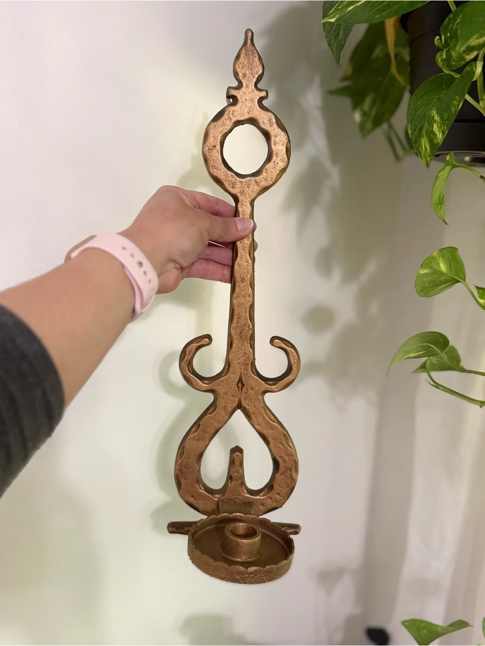 Decorative Brass Wall Sconce Candle Holder - Gold Finish